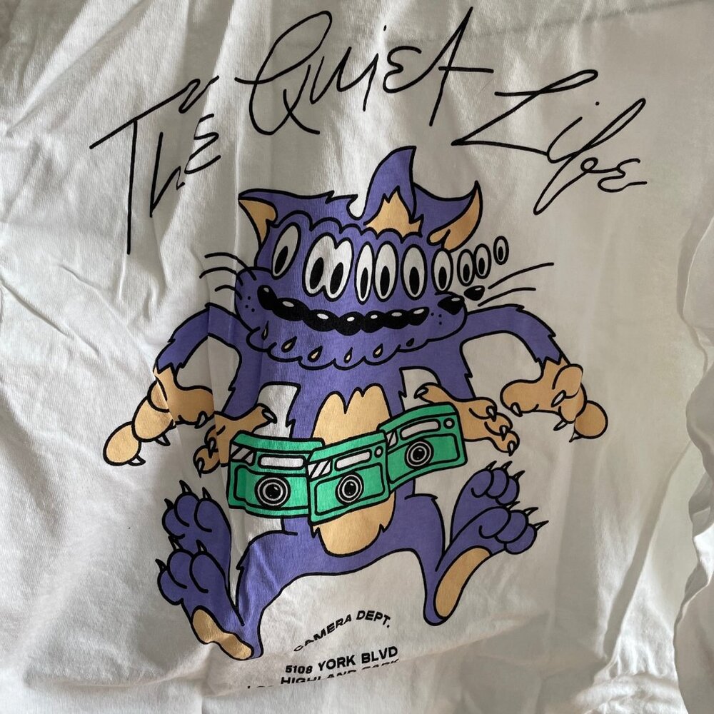 Quiet Life Shaky Cat Long Sleeve Tee - M - White